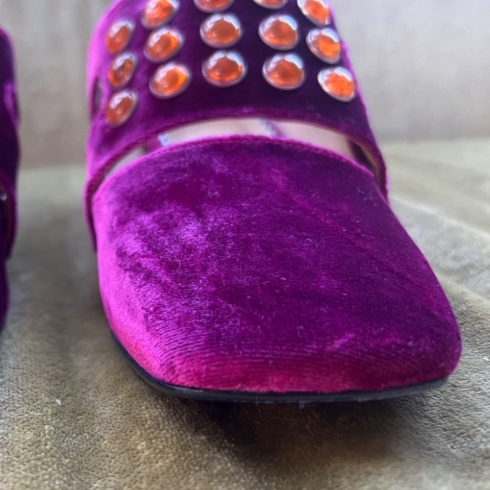 Toga Pulla Velvet Embellished Loafers, Size 41, Purple - Picture 10 of 15